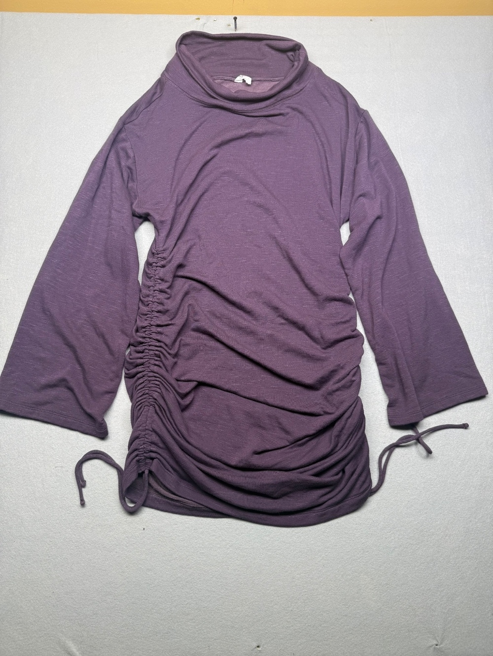 Anthropologie Purple Ruched Turtleneck Tunic Top XL